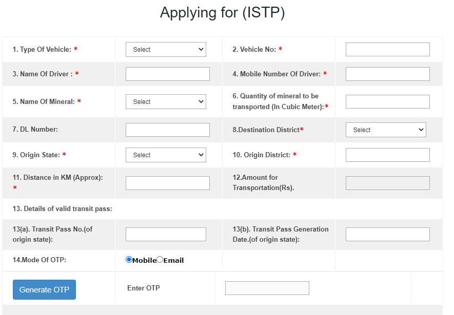 Registration For Inter-State Transit Pass "ISTP", Upmines Login, Upmines Upsdc gov in