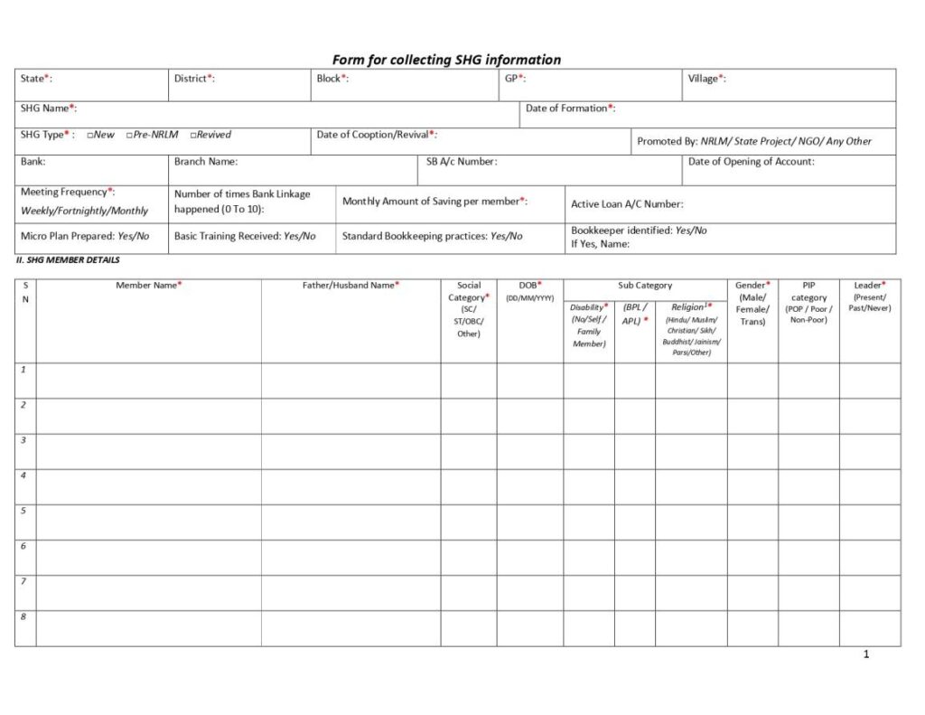 SHG Profile Data collection Form page 0001