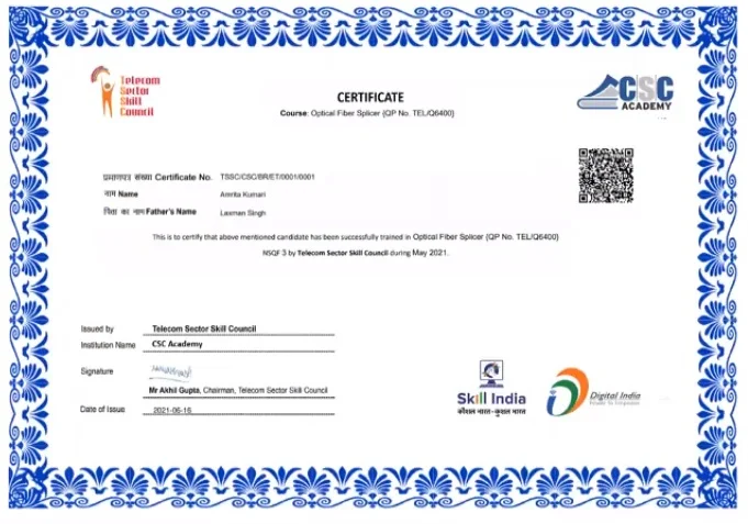 simple certificate telecom sector skills Council and CSC Academy