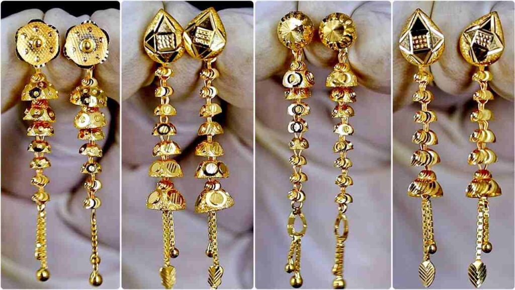 Sui Dhaga Gold Earrings Designe